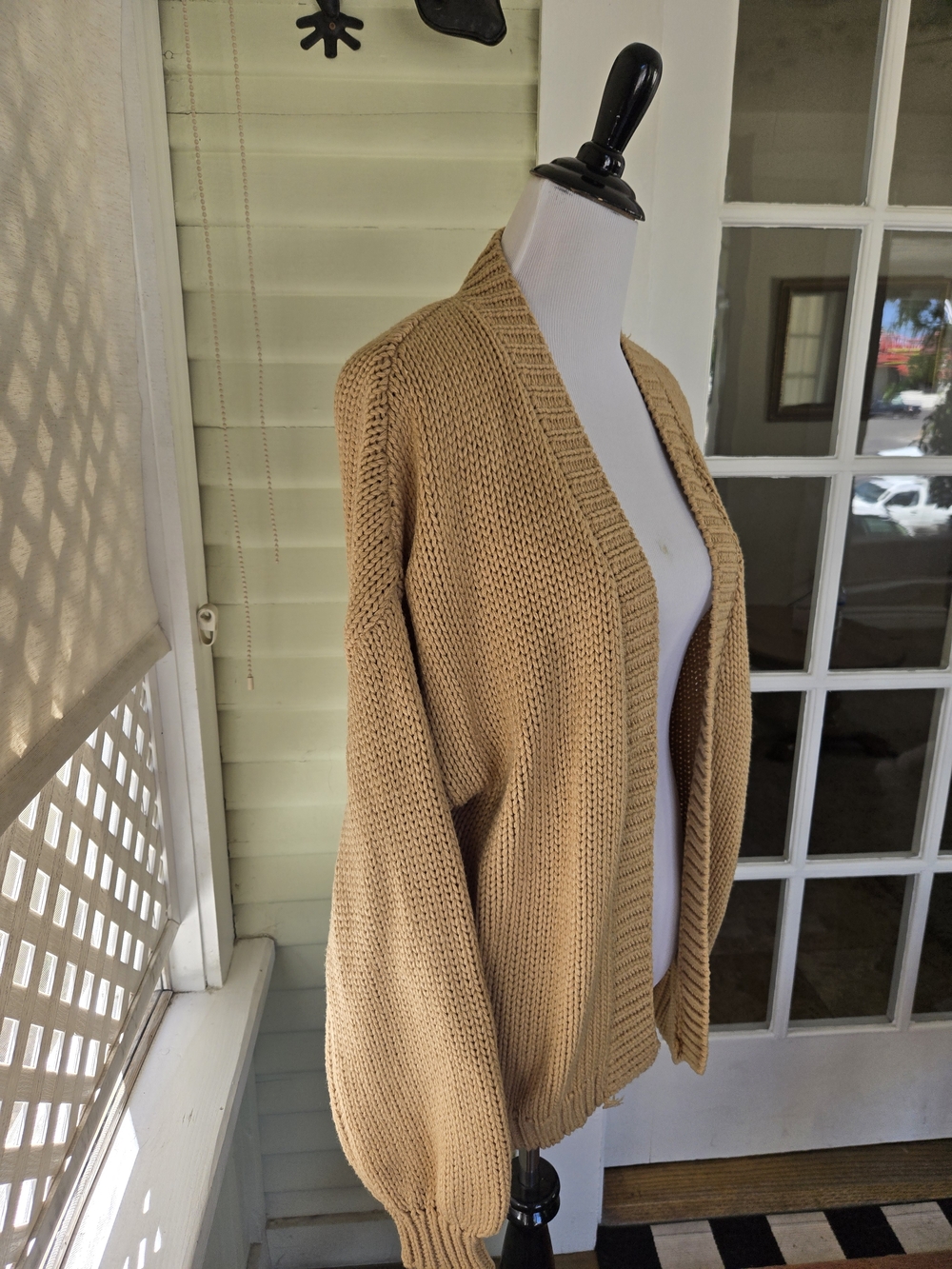 Open-Front Knit Cardigan Sweater - Camel - Picture 4 of 7